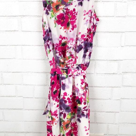 Express Floral Sleeveless Tie Waist Ruffle A-Line Mini Dress Multicolor Size XS - Picture 4 of 7